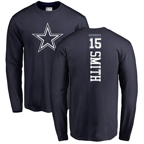 Men Dallas Cowboys Navy Blue Devin Smith Backer #15 Long Sleeve Nike NFL T Shirt->nfl t-shirts->Sports Accessory